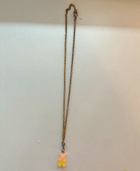Gold Tone Cable Chain Necklace Bear Charm Pendant Lobster Clasp Plastic