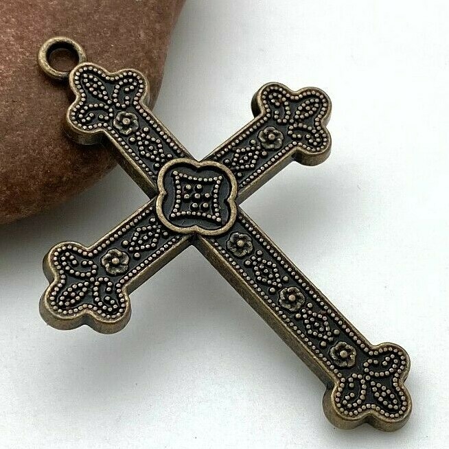 Bronze Colored Base Metal Cross Pendant (Available In 2 Options) (MC22)