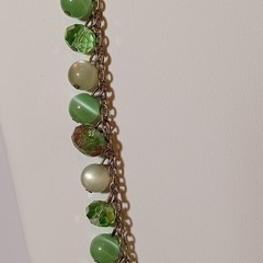 Croft & Barrow Green Bead Necklace Simulated Crystal AB, Moonglow, Lampwork