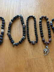 LOT of 6 Handmade Beaded Bracelets – Lava Stone, Onyx, Skull, Buddha, Lion, Gems