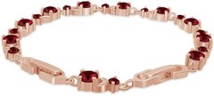 Simulated Diamond Ruby Leaf Shape Tennis Bracelet in 14k Gold Plated Silver