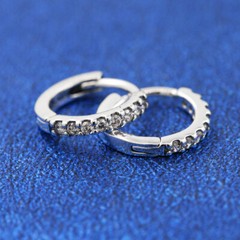 925 Sterling Silver Sparkling Huggie Hoop Earrings Clear CZ Gold/Silver Color