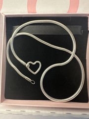 Authentic Pandora Heart Closure Snake Chain Necklace 45cm 17.7″ S925 393377C00
