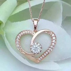 2.20Ct Round Cut Simulated Diamond Women’s Heart Pendant In 14K Rose Gold Plated
