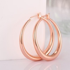 18K Rose Gold Latch Back Hoop Bali Earrings L124