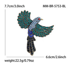 Luxury Blue Bird Brooch Rhinestone Animal Pin Spring Summer Jewelry Gift Women
