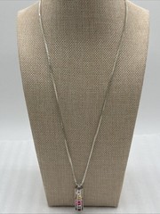 925 Silver Cylinder Cage Pendant 4 Faux Pearls & 925 Silver 23” Necklace