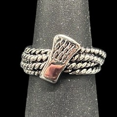 Rope Ring Women’s Size 6 Multi-Row Silver Tone Base Metal Oxidized Fashion