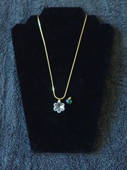 Crystal Pendant Charms (Snowflake and Heart) on Delicate Goldtone Chain Necklace