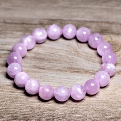 Handmade Natural Kunzite Elastic Stretch Bracelet – 8mm Round Gemstone Bead