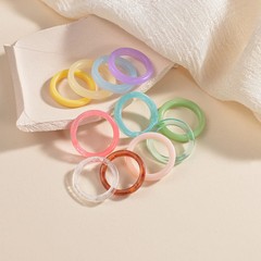 Resin Acrylic Colorful Geometric Rings Women Thin Round Modern Wedding Jewelry