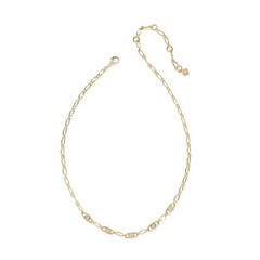 Kendra Scott Belle Cubic Zirconia Chain Necklace – Gold/White