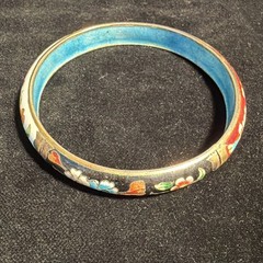 Floral Enamel Bangle Bracelet Multicolor Round No Stone Flowers & Plants