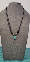 Turquoise Blue Sea Turtle Charm with Black Cord Choker Necklace Turquoise Turtle