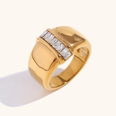 Simple Cubic Zirconia Stainless Steel Gold/Silver Color Fashionable Lovely Ring