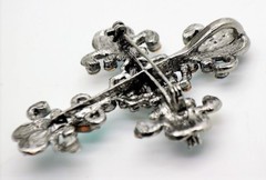 UNIQUE EXQUISITE CROSS SHAPE BLUE / CLEAR AB FASHION BROOCH /PIN/PENDANT YD13