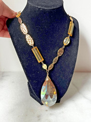 Natasha Crystal Masterpiece Statement Necklace Gold/Metal/Glass…
