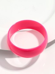 Acrylic Resin Chunky Bangle Women Fluorescent Color Round Wide Strand Jewelry