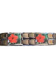 9mm & 18mm Red Hibiscus Flower Italian Charm Bracelet New