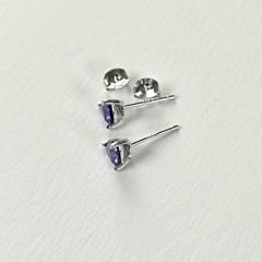 Tanzanite Stud Earrings 1.00 TCW Blue Trillion Cut 925 Sterling Silver Gift