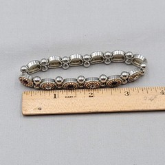 Clear Red Rhinestone Panel Elastic Bracelet Silver tone Gold tone 7″