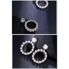 ZARD Infinity Hoop Drop Dangle Earrings with Pearl and Cubic Zirconia Accents