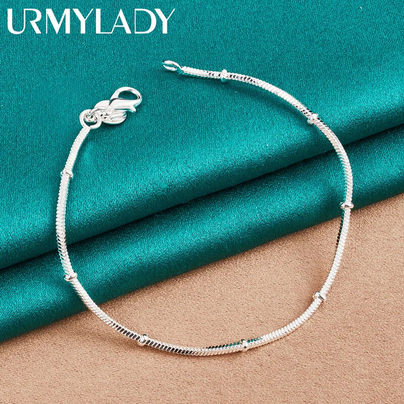 URMYLADY 925 Sterling Silver Snake Chain 20cm Bracelet For Women Jewelry