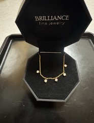 NEW 14K Gold And Silver W/ 5 LG Diamond Necklace