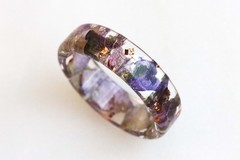 Purple Hydrangea Resin Ring, Pressed Flower Ring, Botanical Band Handmade