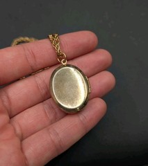Floral Flower Rose Gold Tone Oval Picture Photo Locket Pendant Chain Necklace