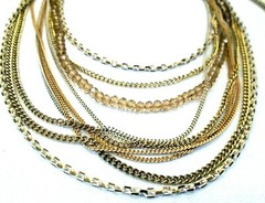 The Limited Gold Tone Dainty Chain Crystal Multi Strand Necklace 33-35″