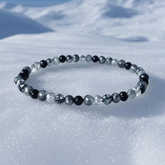 Snowflake Obsidian Tourmaline Reiki Bracelet Exquisite Multiple Protection Stone