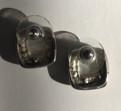 Square Stud Earrings Abalone Metal & Crystal Post Backings for Pierced Ears