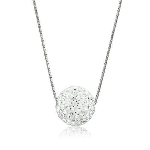 JCE061 Rhodium Brass Chain Pendant with Top Grade Crystal in Clear