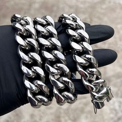 Mens 316L Stainless Steel Miami Cuban Link Chain Heavy Necklace 22MM Thick 24″