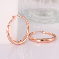 18K Rose Gold Latch Back Hoop Bali Earrings L124