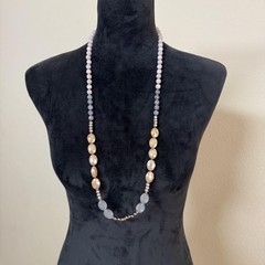 Multicolor Beaded Statement Necklace Champagne Glass 36 In Womens Boho Jewelry