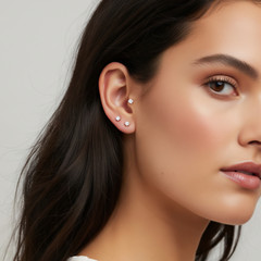 10K Real Solid Gold Solitaire Round CZ Sleeper Stud Earrings Push-back 2.5mm-8mm