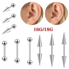 16G 18G Stainless Steel Stud Earring Spike Helix Tragus Barbell Piercing Jewelry
