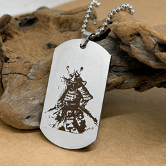 SAMURAI Dog Tag Necklace Ball Chain Pendant 60cm Japan SAMURAI Style