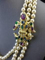 Michaela Von Hapsburg MVH Gripoix Crown Jewels Fleur-de-Lis w/KJL Pearl Necklace