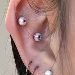 1pc Halloween Gothic Cute Resin & Alloy Ear Bone Stud Earring with Unique Eye