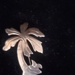 Signed 925 Silver Metal Palm Tree Brooch Pin, Beach Theme,