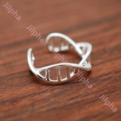 Sterling Silver Ear Cuff Double Helix DNA Clip-on None Piercing Earring A4571