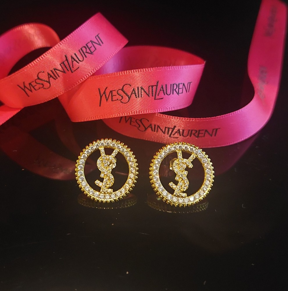 YVES SAINT LAURENT CRYSTAL EARRINGS – Box Included.