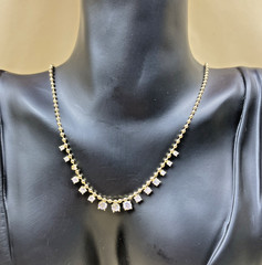 AQUA CZ Beaded Statement Necklace 14k Gold Plated NWT RP $95