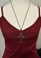 Silver Cross Pendant Necklace Religious Gothic Grunch Whimsgoth Victorian Style