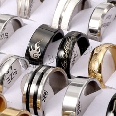 Bulk Lot Men’s Fashion Jewelry Ring Wholesale Mixed Stainless Steel Rings 100PCS