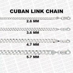 14K Solid White Gold Cuban Link Chain Necklace 2.6mm-5.7mm 16-30 Inch