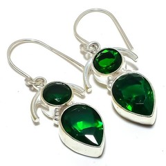 Chrome Diopside Gemstone 925 Silver Plated Earring 1.8″ S2041